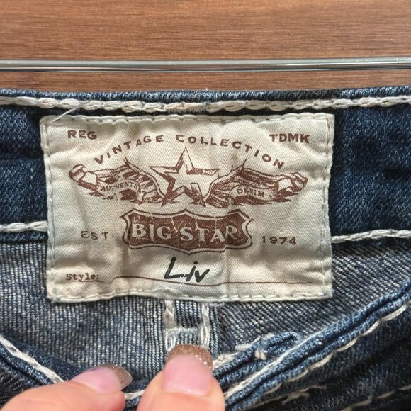 BIG STAR LIV LOW RISE BOOTCUT FLARE 25 LONG Women's Denim Jeans Western Y2K Blue - Picture 4 of 11